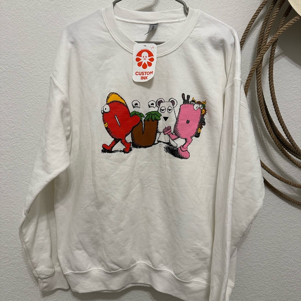 Custom Ink White Graphic Men’s Sweater